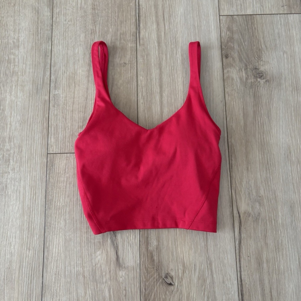 Gilly Hicks Go Recharge Red V Neck Sports Bra Tank Top Crop Size XS
